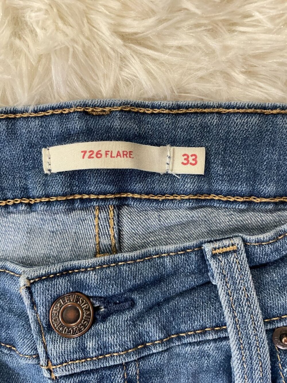 Levi's 726 High Rise Flare Jeans in Medium Blue Wash - Picture 4 of 11